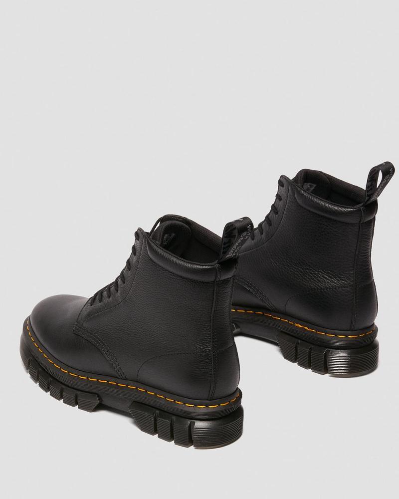 Men's Dr Martens Rikard Lunar Leather Platform Boots Black | AU 564XYU